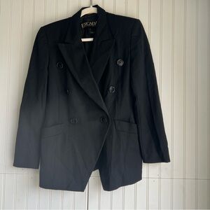 ESCADA Size 6 Black 100% Wool Double Breasted Blazer Jacket